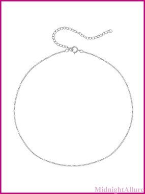 Sterling Silver Thin Cable Chain Choker Necklace Adjustable Women's Jewelry